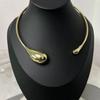 HUANZHI Fashion Water Drop Shaped Open Metal Choker Necklace for Women Girls Punk Cool Exaggerated Minimalist Jewelry Gifts 2024