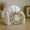1pc Vintage Pastel Floral Egg Wreath Tissue Box - Decorative Tissue Dispenser & Napkin Holder, Cover Compatible for Napkins, Tissues - Elegant Organiz
