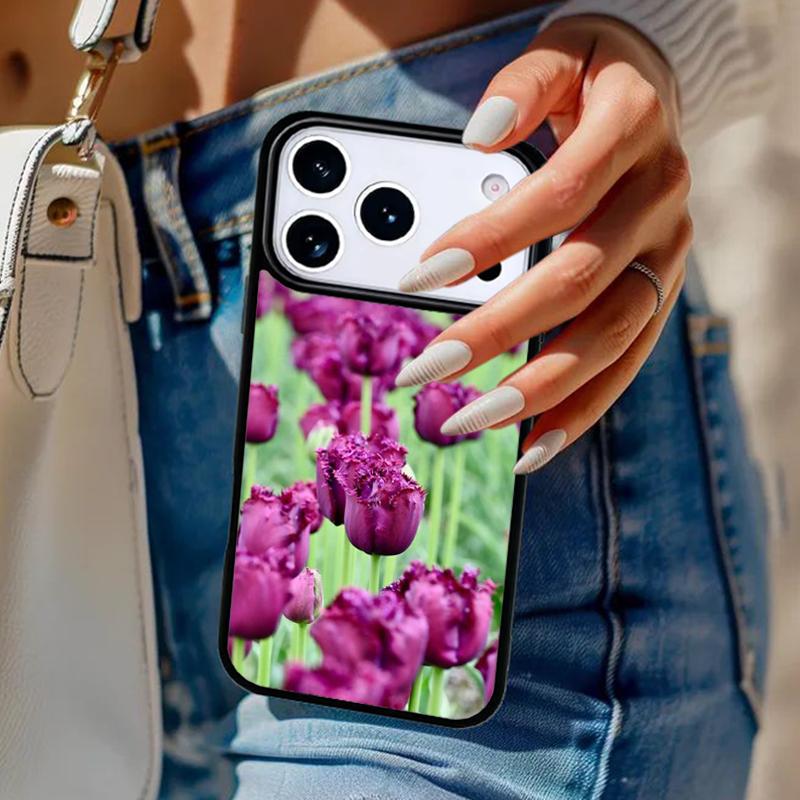Spring Tulips Flower Phone Case For iPhone 17 Air 14 15 13 12 Max Cover For Apple 16e 11 Pro Max Plus Coque