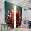 2pcs,2D Plane Printing Creative Curtains Christmas Candle Winter Village Scene (2) Versatile Fabric (without Rod) Decorations