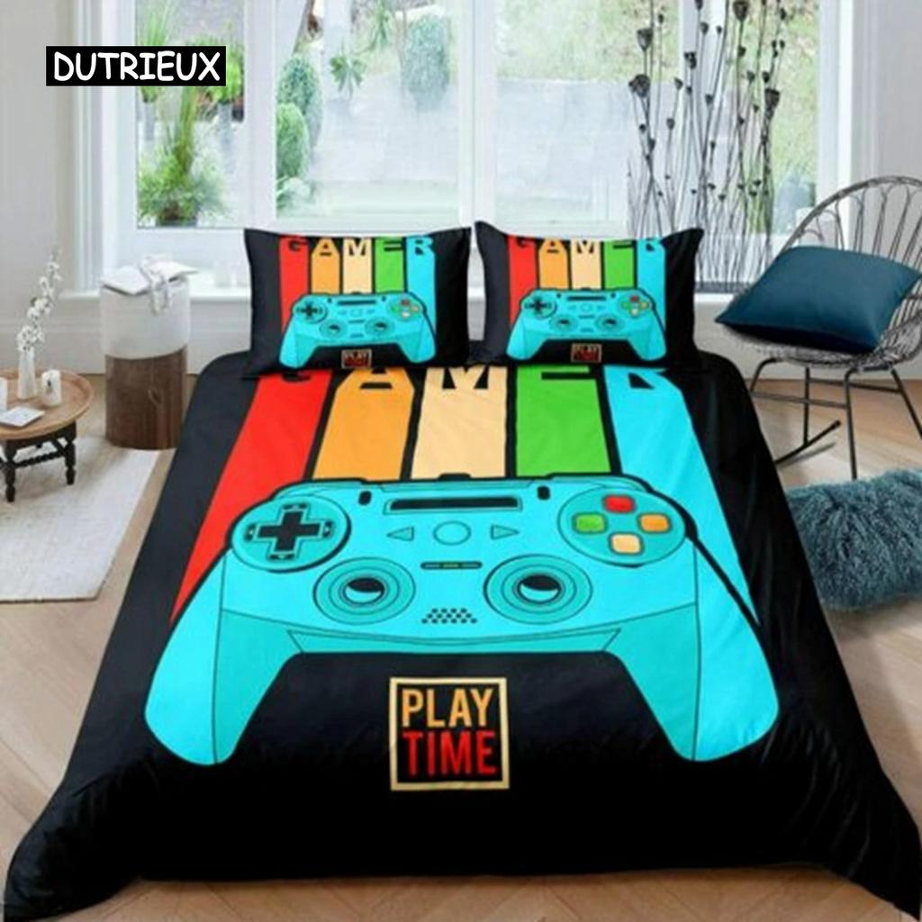 Gamepad Comforter Cover Gamer Bedding Set Teens Video Game Duvet Cover for Youth Kids Boys Modern Game Controller Bedspread