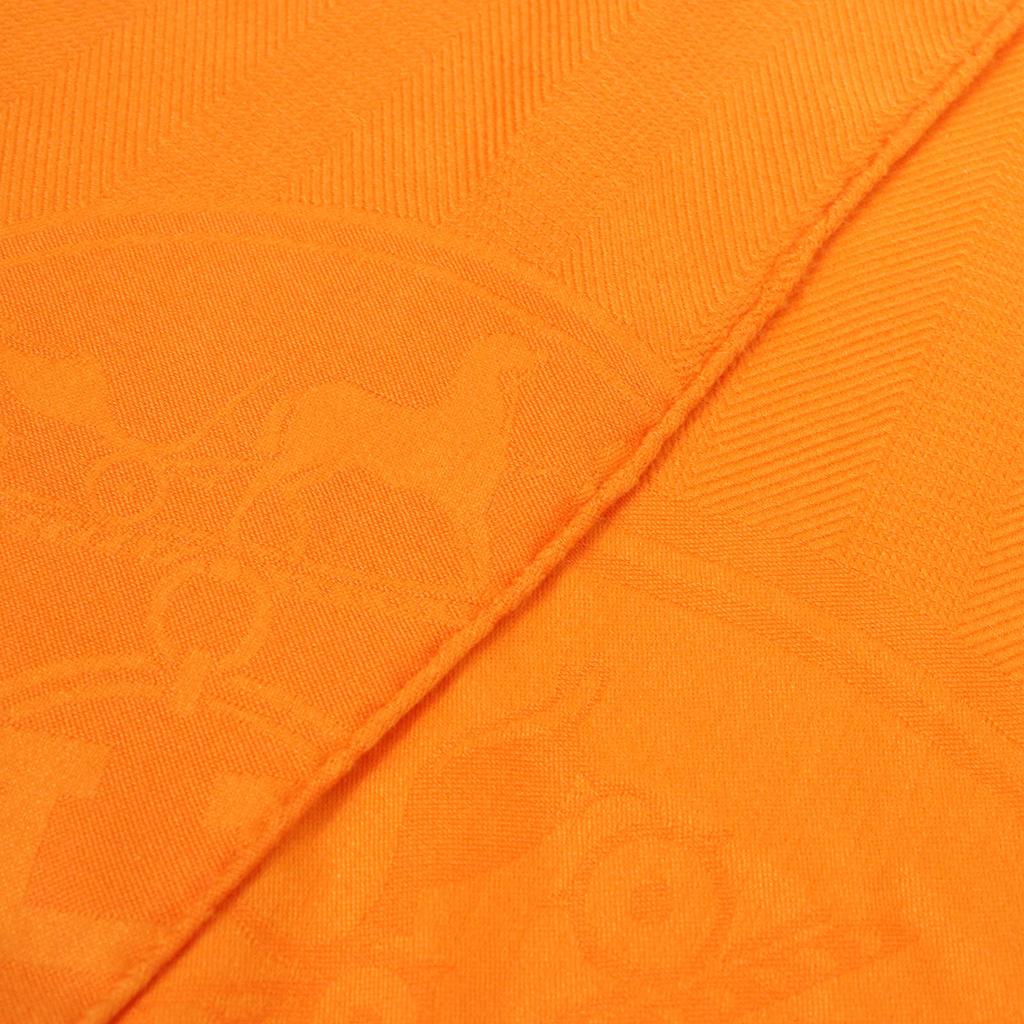 Excellent HERMES shawl New Libris Orange cashmere Women 262494S Used