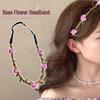 Rose Flower Wreath Elastic Hair Tie - Mori Girl Headdress for Seaside Vacation