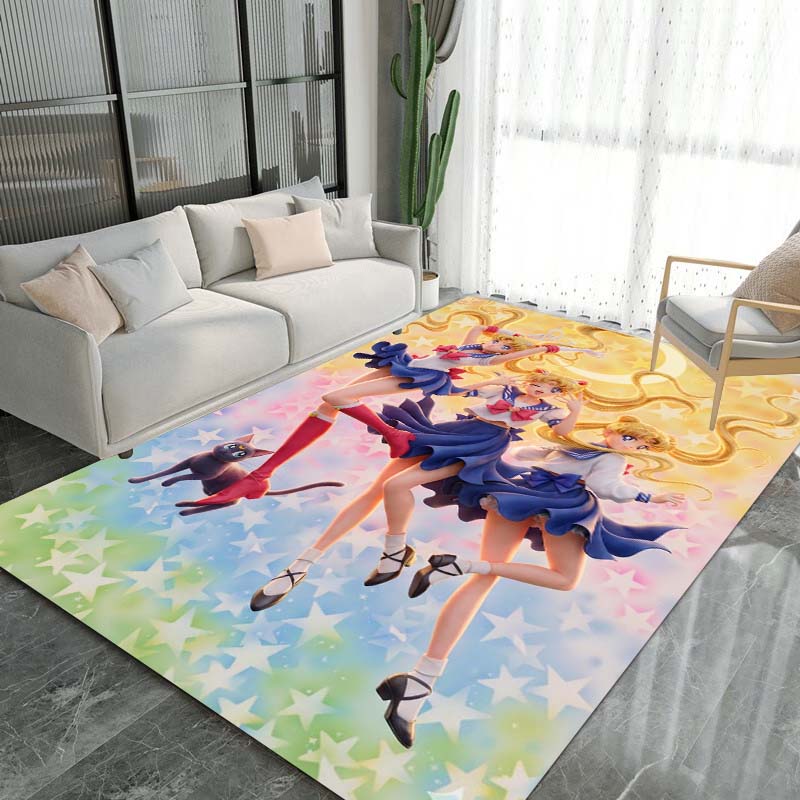 Schöne Kriegerin Sailor Moon 3D Teppich, Geeignet für Wohnzimmer, Schlafzimmer und andere Heimdekoration, Rutschfeste Fußmatte und Geschenkwahl.