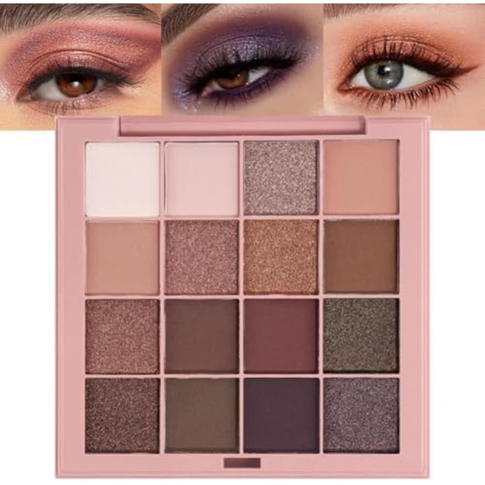 Unyoke Mini 16 Cool Shade Eyeshadow Palette Black Smoky Matte Glitter Eyeshadow
