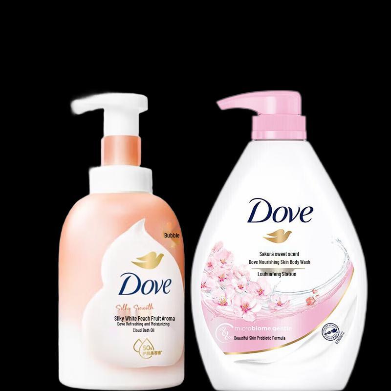 Dove White Peach Foam Bath & Cherry Blossom Body Wash Set