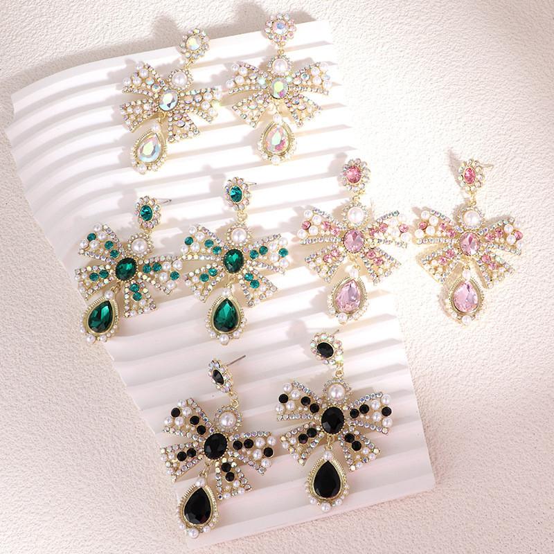 Alloy Butterfly Bow Earrings For Women With Retro Vintage Style Seasonal Accessory