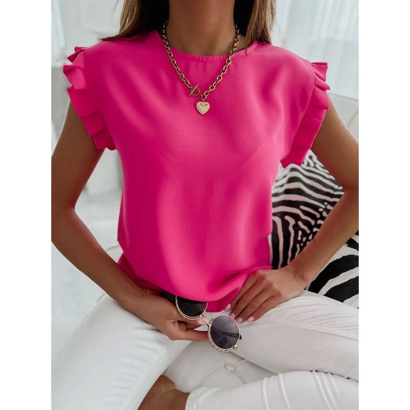 round Neck Short Sleeve Loose Tops