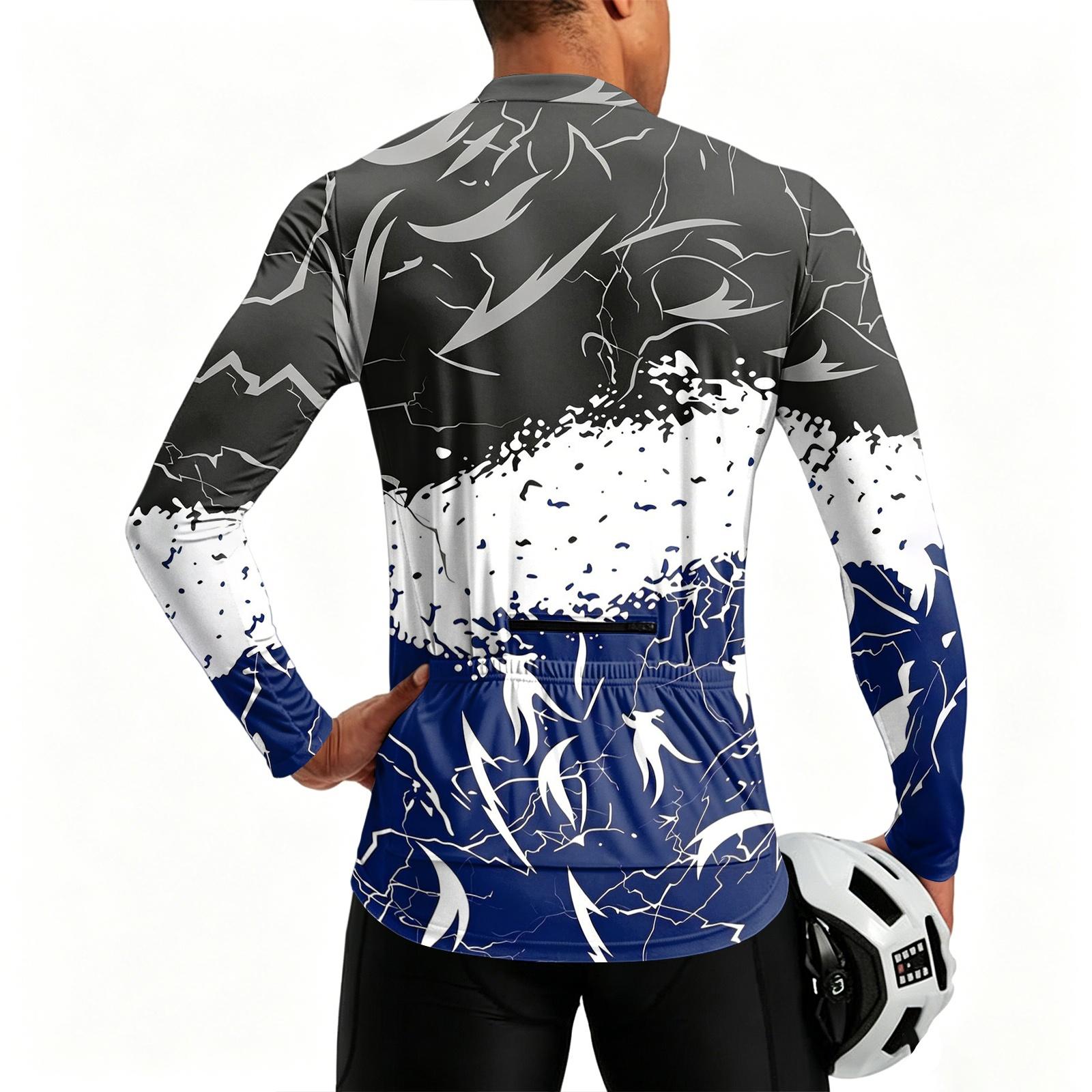 Men s Cycling Long Sleeve with Print Zip Breathable Quick-Dry L