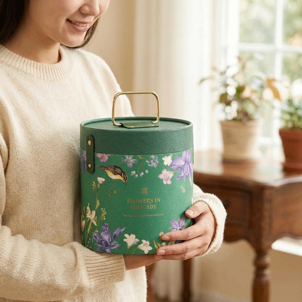 Hot Stamping Process Rice Dumpling Gift Box Traditional Handheld Round Bucket  Wedding