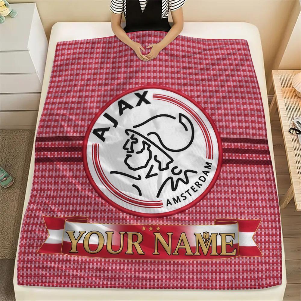 Custom Name Ajax Amsterdam Flannel Blanket, High Quality Comfortable for All Seasons, Home Decor, Warmth and Comfort
