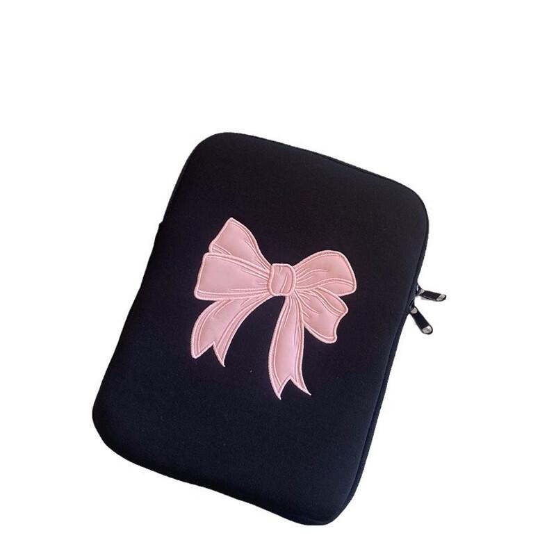 INS Stijl Geborduurde Roze Strik Laptop/Tablet Hoes