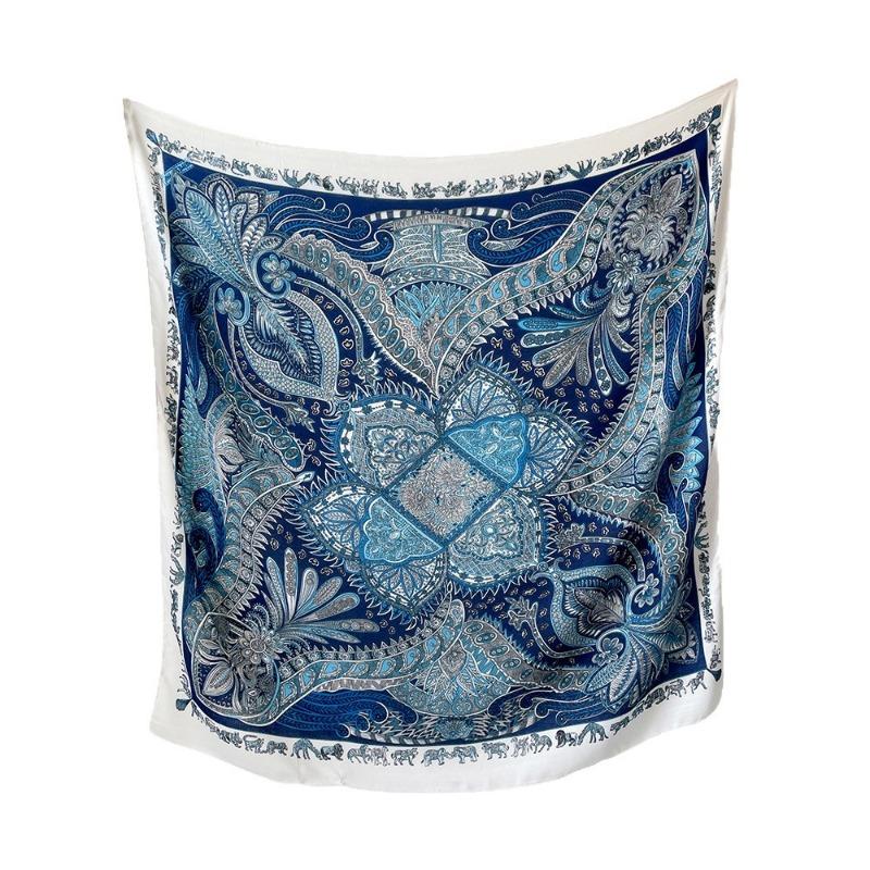 New imitation cotton and linen large square scarf blue and white shawl scarf with travel shawl sunscreen silk scarf women