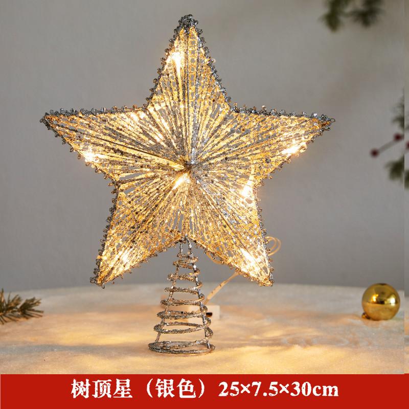 

Верхушка для рождественской елки, 3D пятиконечная звезда для рождественского пейзажа Rose gold (with light)