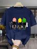 Cycliste avec Graphiques de Cyclisme Colorés T-shirt d'Été pour Homme T-shirts Décontractés Hauts Col Rond Manches Courtes