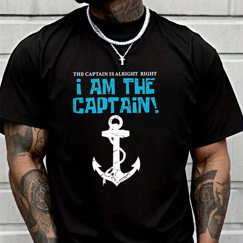 Men's And Women's T-shirt I Am The Captain Pattern Summer Tee Short-sleeved Spring Autumn MotoT
