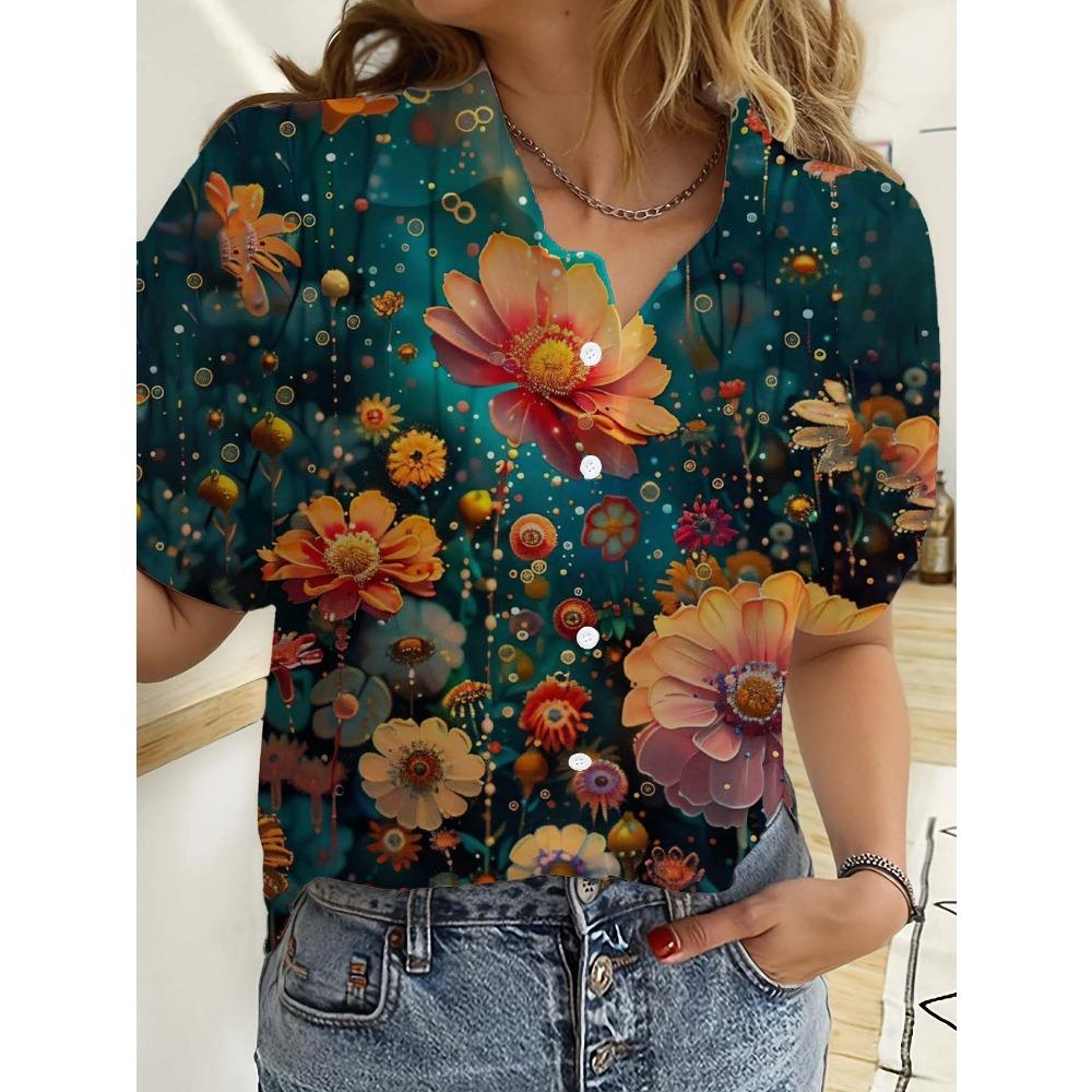 3D Printed Casual Beach Shirt Summer s unflower Blouse Women's Clothes