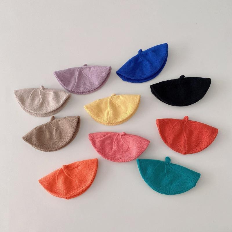 Spring and Autumn Korean Style Candy Colored Versatile Knitted Beret for Boys and Girls Children's Trendy Casual Woolen Hat
