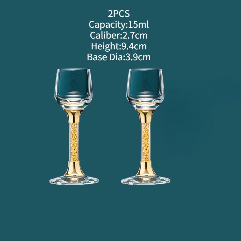 1/2Pcs Shot Glass Crystal Gold Foil Shot Glasses Chinese Style Sake Glasses For Wine Vodka Glasses Double Glass Wine Cup For Bar