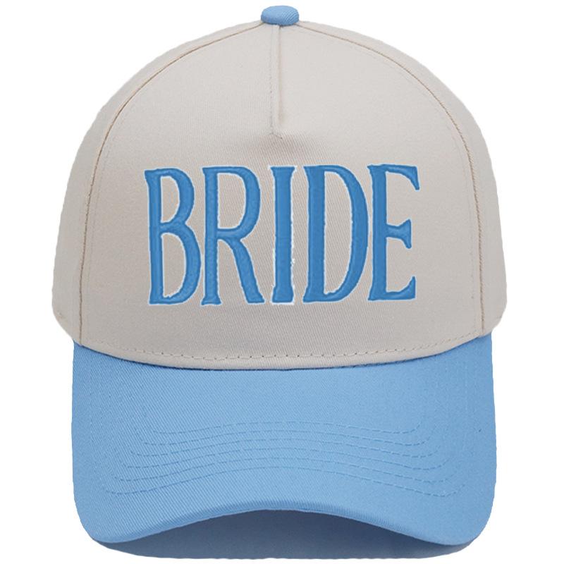 GROOM BRIDE Embroidered Color-Block PVC 5-Panel Trucker Hat European/American Men's/Women's Couple Wedding Party
