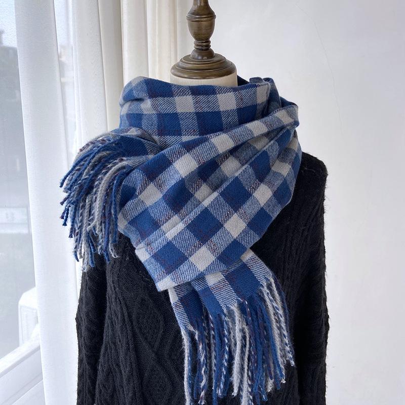 Plaid Scarf Women's Autumn and Winter New Warm Fringed Shawl Scarf Warm Windproof Neck Scarf Casual Outdoor