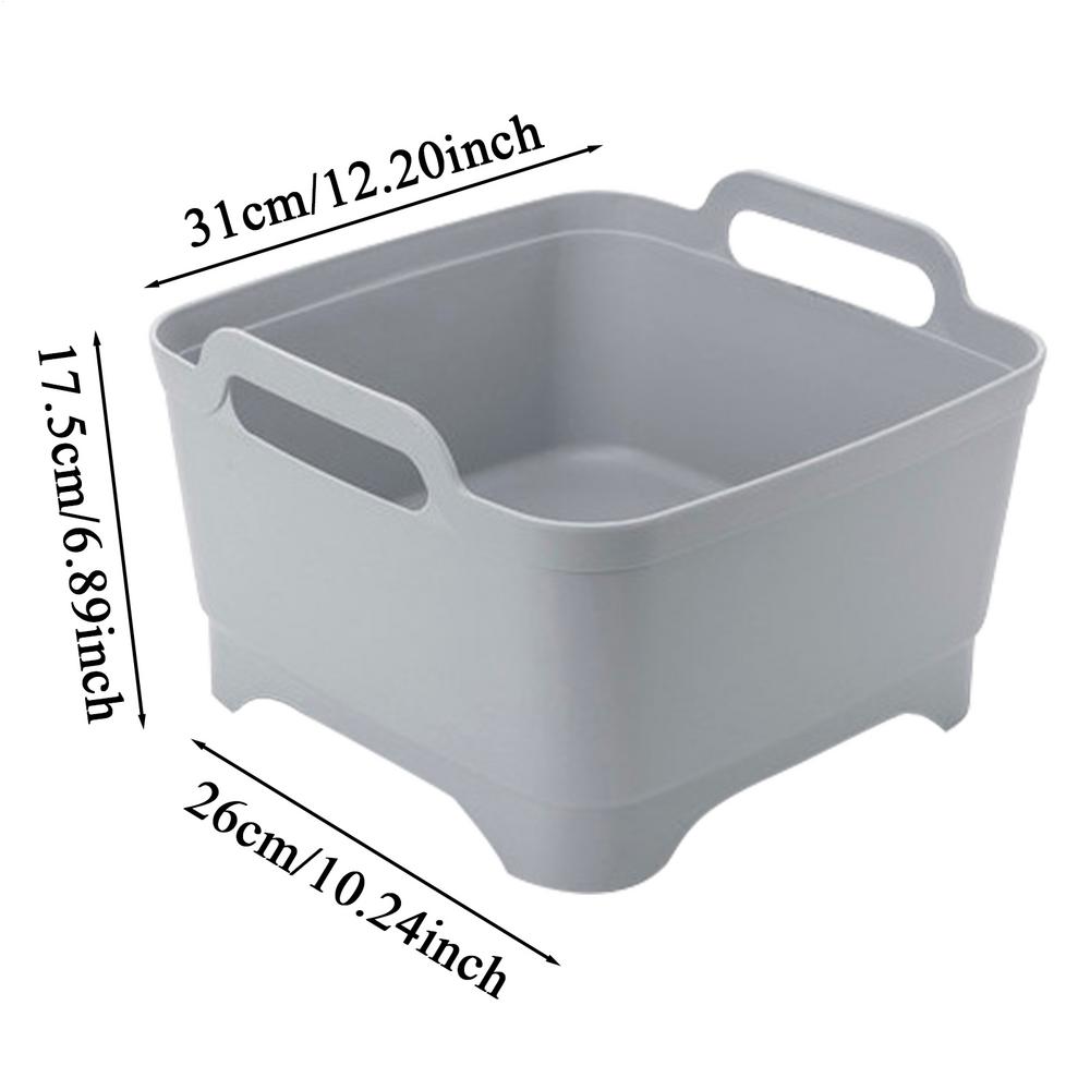 

Wash Tub for Dishes Multiuse Sink Bucket with Drain Plug Storage Bin with Handles Vegetable Fruit Storage Bin with Handles сірий колір