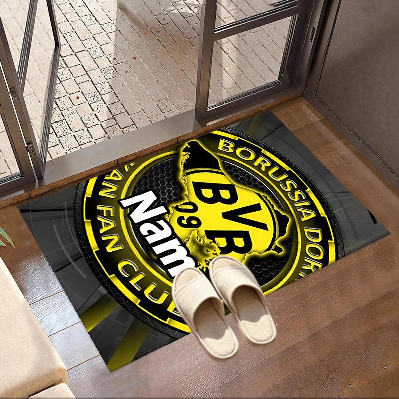 Custom Name Personalized Borussia Dortmund Print Carpet, Versatile Home Decor Rug, for Playroom, Apartment, Balcony, Entryway, Hallway Gift
