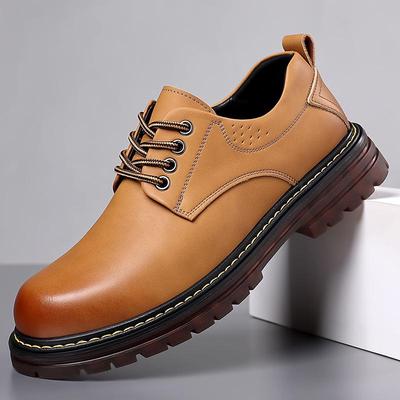 2024 Men's Retro Workwear Thick-Soled Leather Lace-Up Shoes, Style 11680