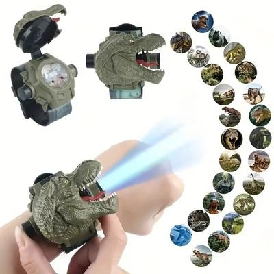 3D Dinosaurier Cartoon Spielzeug Uhren Klapp 24 Projektion Studenten Armbanduhren Leuchtende Digitaluhr Kinderuhren Geburtstag