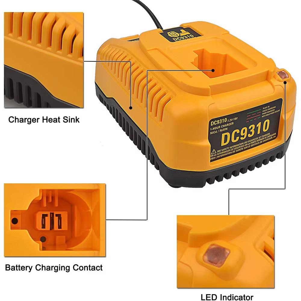 DC9310 Fast Charger Replace for DEWALT 18 V Battery Compatible with Dewalt 7.2V-18V Battery DC9098 DC9096 DC9091 DE9057 DW9072