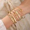 6 Stück/Set Offenes Design Metall Armreif Set Blumenknoten Mehrlagig Offener Armreif Damenschmuck