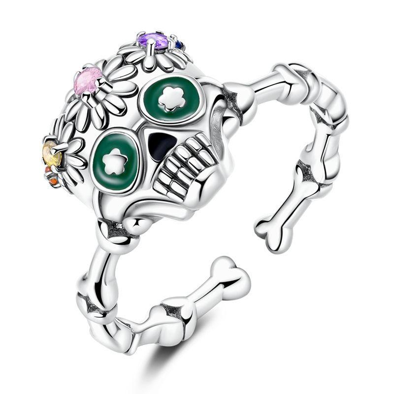 925 Silver Open Ring Star & Moon Foot Claw Heart Adjustable Ring For Women Wedding Birthday Party Jewelry Gift