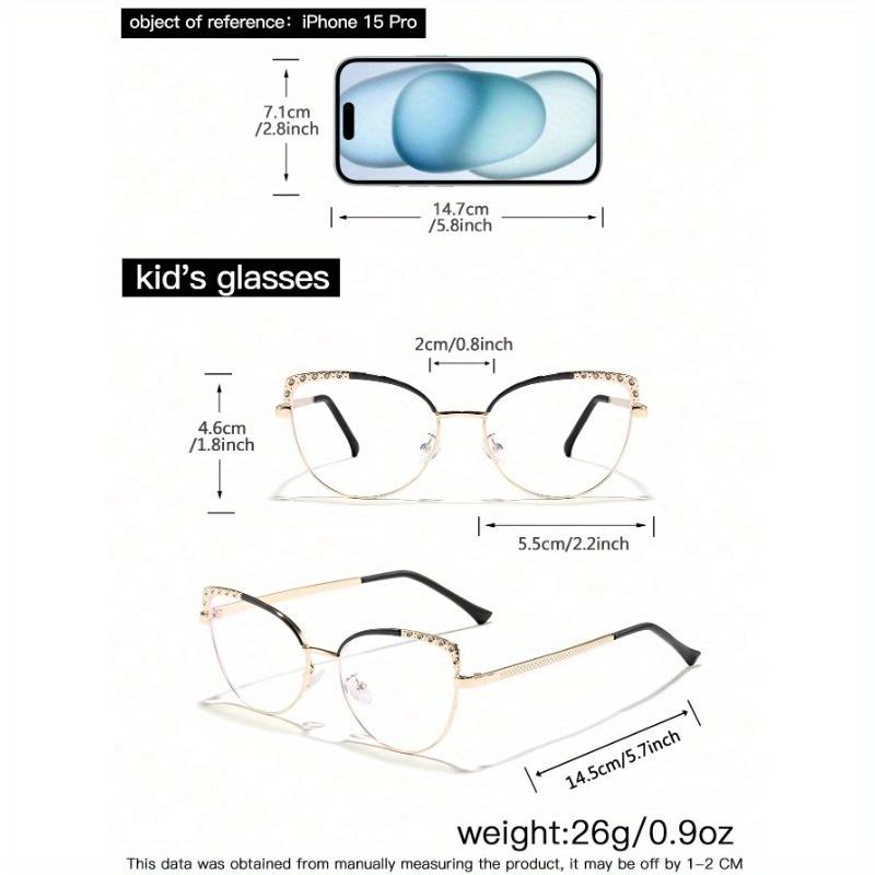 Ochelari de damă retro ochi de pisică cu strasuri încrustate, cu ramă metalică, la modă, pentru citit zilnic și navetă, accesorii de ochelari pentru femei