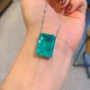 Transmisión en Vivo de TikTok Transfronteriza Collar de Zirconia Esmeralda Pendientes Colgante Rectangular Luz Verde Palaiba