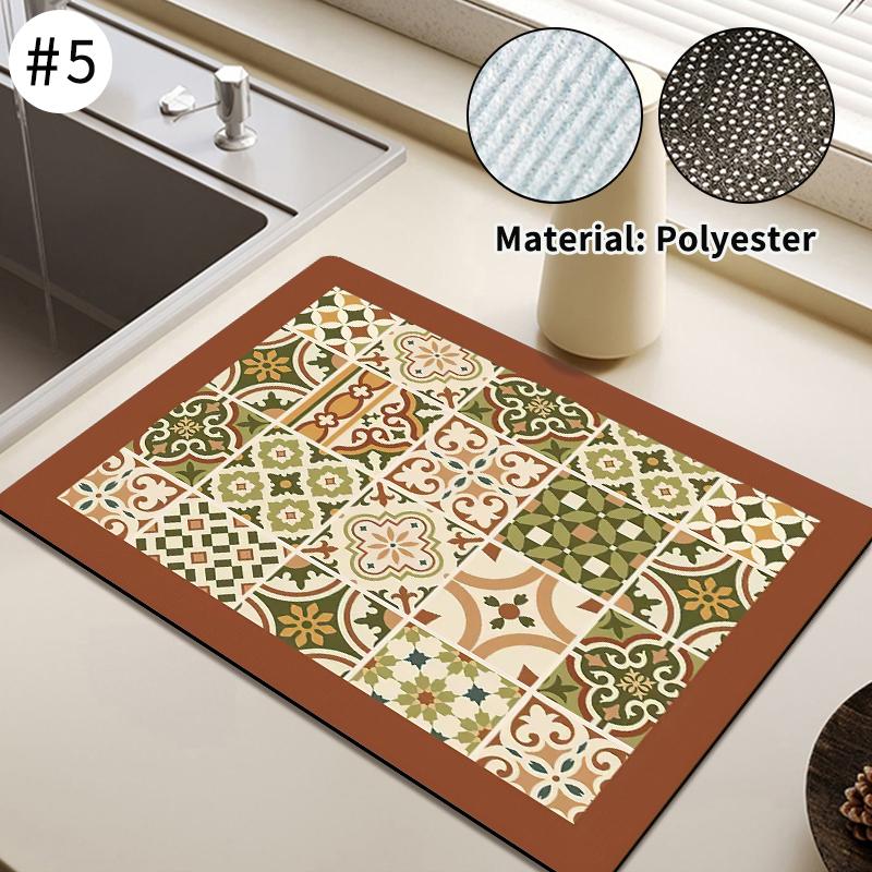 Covoraș imprimat pentru uscare vase Tampă de scurgere a cafelei super-absorbantă Tampă de scurgere pentru masă Covor cu uscare rapidă Vase de bucătărie
