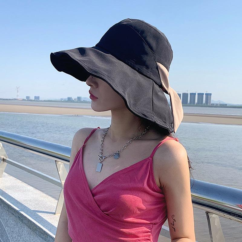 Damen-Fliege-Sommer-Eimerhut für Damen, Reisen, Strand, Sonnenhut, lässig, breite Krempe, Fischerkappe, Sommer, Frühling, faltbarer Sonnenhut