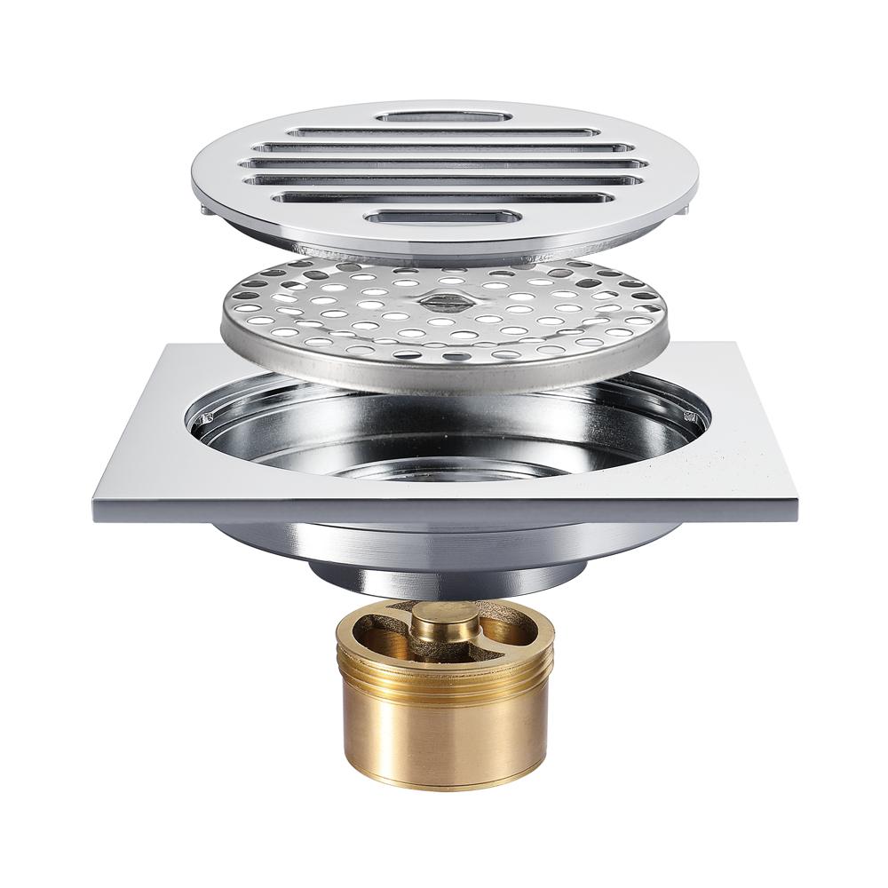 Bathroom Accessories Shower Floor Drain Can Insert Tiles Floor Drain Cover Brass Anti-odor Floor Drain Chrome