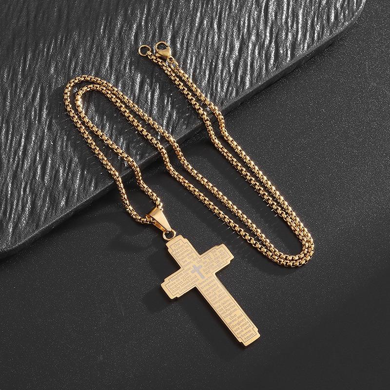 Personalized Three-dimensional Cross Necklace, European and American Fashion Trend Temperament Stainless Steel Pendant Jewelry