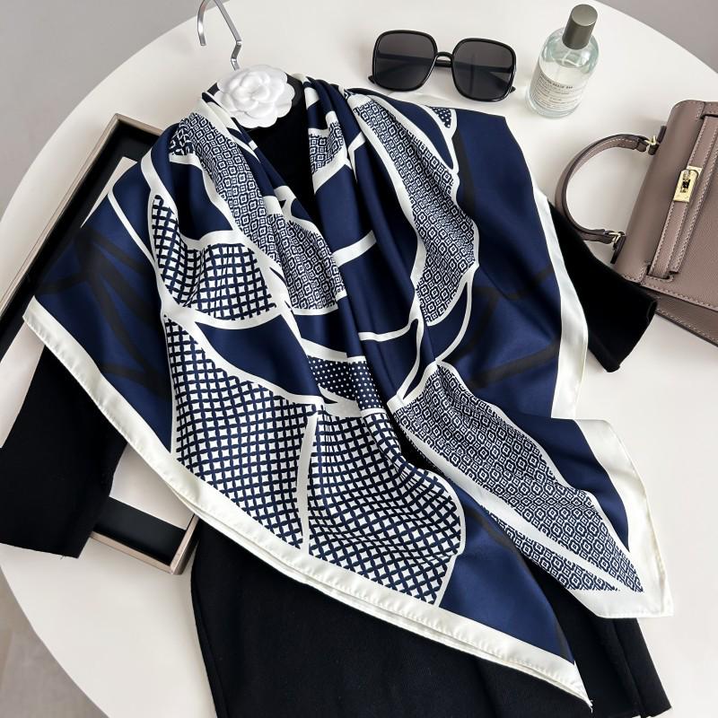 Čiernobiela hodvábna twill šatka so zvieracím vzorom - 90x90CM Jesenný/Zimný šál pre ženy