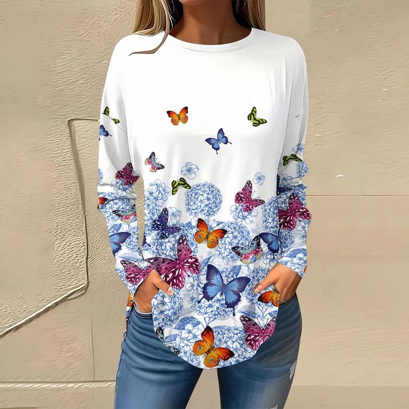 European and American fashion women round neck T-shirt