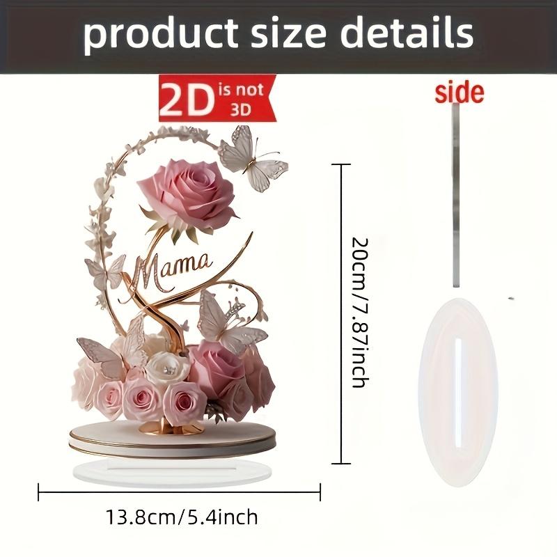 

1pcs 8in 2DFlat Acrylic Rose Decorate MOM Mom Birthday Gift Mother s Day Anniversary Decoration Table Filial Child To Mother Mom