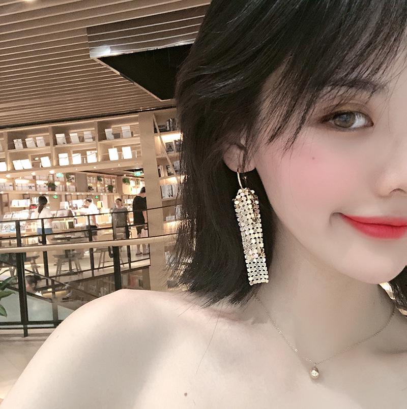 Exquisite S925 Silver Needle Sequin Tassel Dangle Earrings - Elegant European & American Fashion Long Hoops