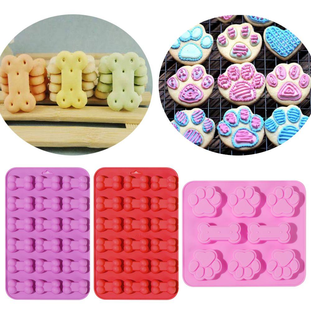 Cookies Bone Shape Puppy Dog Paw Silicone Molds Ice Cube Tray Cake Making Chocolate Baking Mould