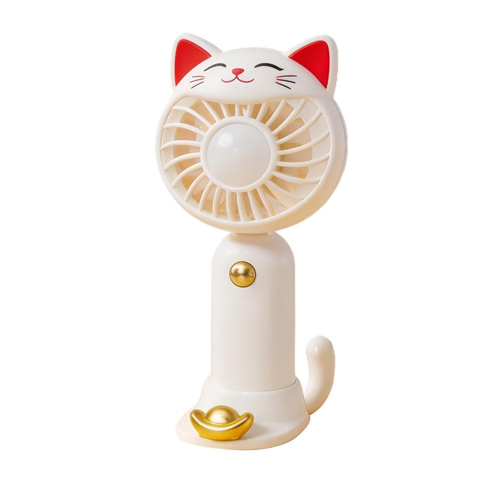 Mini Cute Cat Shaped Fan With Base Portable Handheld Fan USB Rechargeable Desk Cooling Fan For Home Travel Gift Summer Cooling