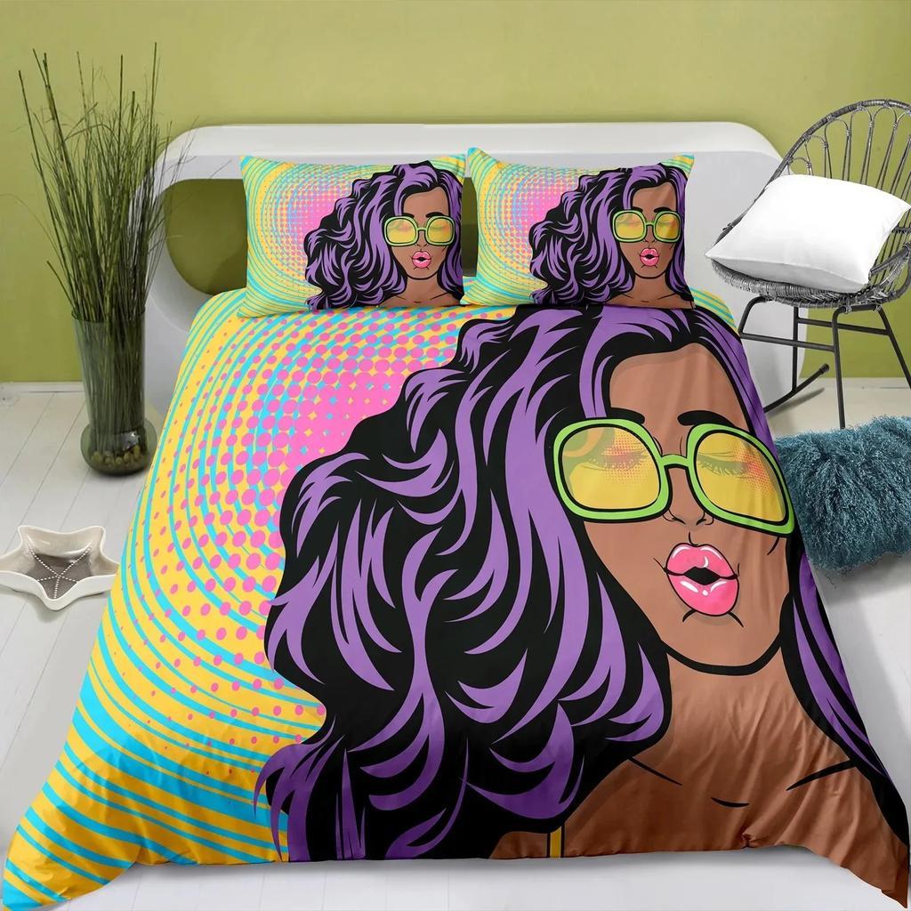 Bohemian Bedding Set for Girls Kids Adult African Black Girl Duvet Cover Set Ancient Ethnic BlanketComforter Cover&Pillowcases