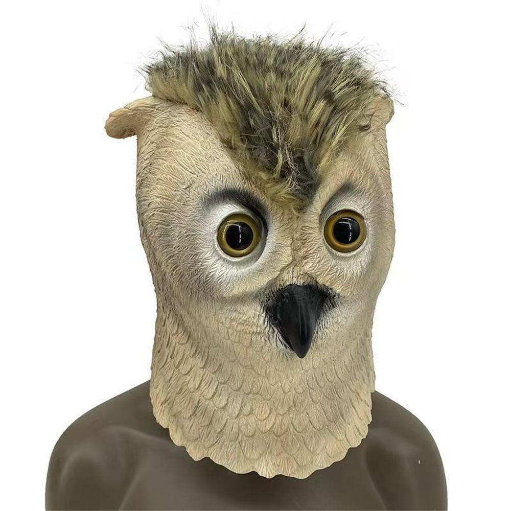 

Animal owl latex mask Adult size серый