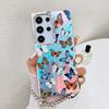 Suitable for Samsung S25 Ultra Electroplating Butterfly S24Plus Colorful Laser A56 Pearl Bracelet Mobile Case