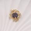 Heart-Shaped Purple Gemstone Gold Pendant Necklace with Diamonds