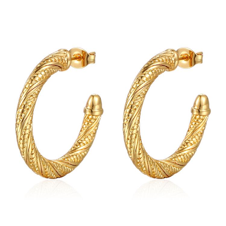 18K Gold Titanium Steel Earrings Women's Geometric Stainless Steel Irregular Versatile Earrings