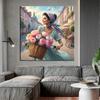The Girl and Flowers On The Street Diamond Painting 5d Full Square Round Diamond Embroidery Woman Landscape Mosaic Cross Stitch Kits Home Decor J4017